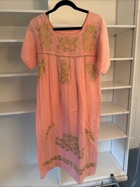 Handmade Peach with Gold Embroidery Dress
